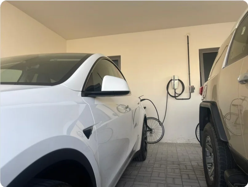 Electric car charging from a home EV charger in Abuja