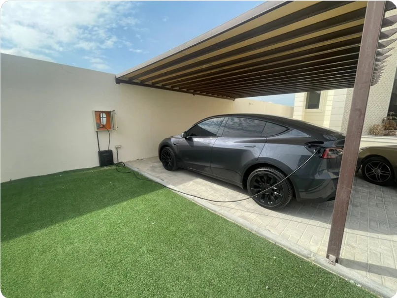 Home EV charger installation in an Abuja carport