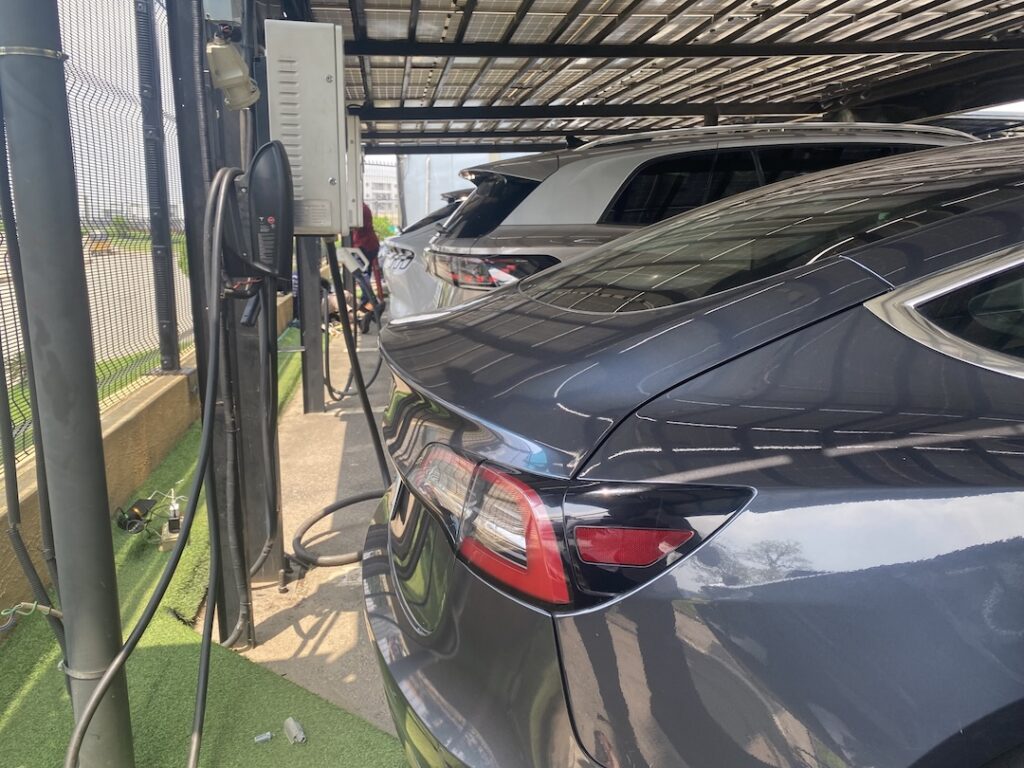 Fleet EV charging station in Abuja with multiple vehicles charging