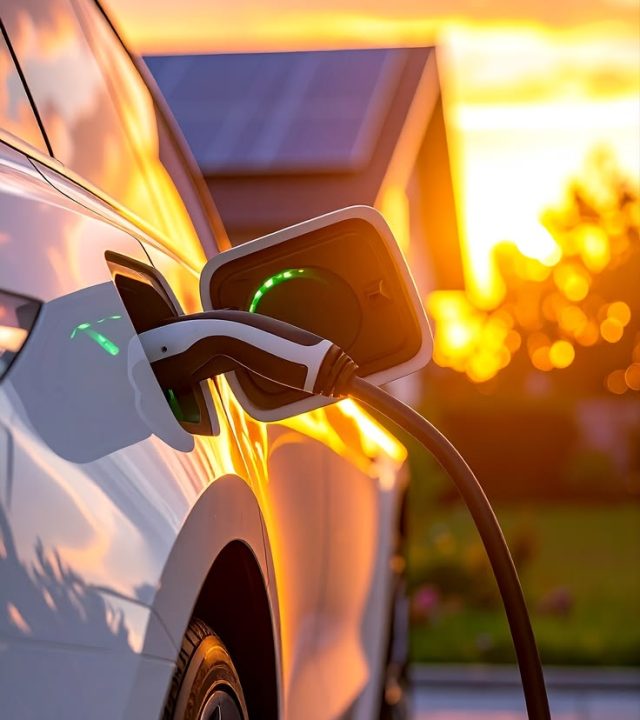 EV charger installation Abuja - electric vehicle charging at sunset